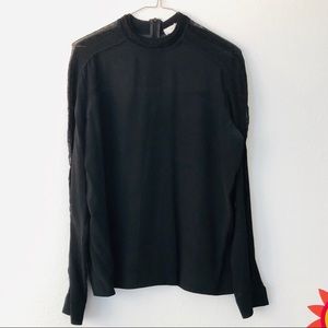 Sandro Lace Panel Collar Neck Blouse Black size 3